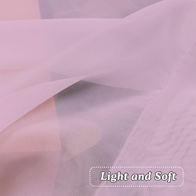 OVZME Light Pink Sheer Window Valance Curtains, Light Filtering Kitchen - Image 4