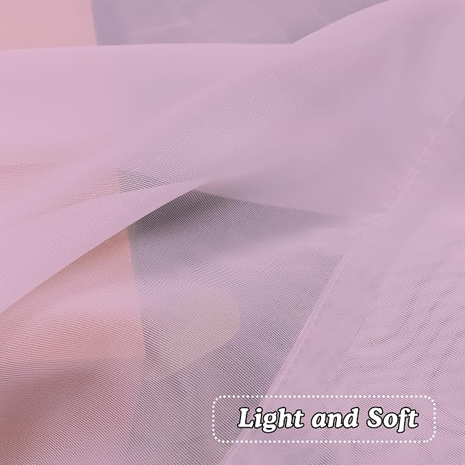 OVZME Light Pink Sheer Curtains 45 Inches Long 2 Panels, Light Filtering Sheer - Image 2