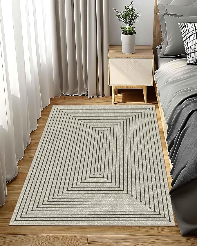 Latte&Fog 3x5 Entryway Rug Indoor, Boho Non Slip Low Pile Throw Carpet - Image 2