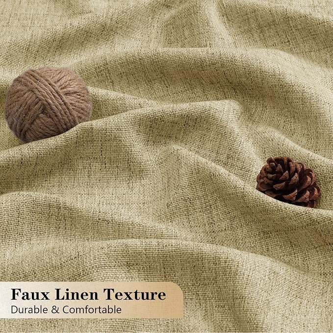 OVZME Valance for Windows, Light Filtering Faux Linen Textured Small Short - Image 4