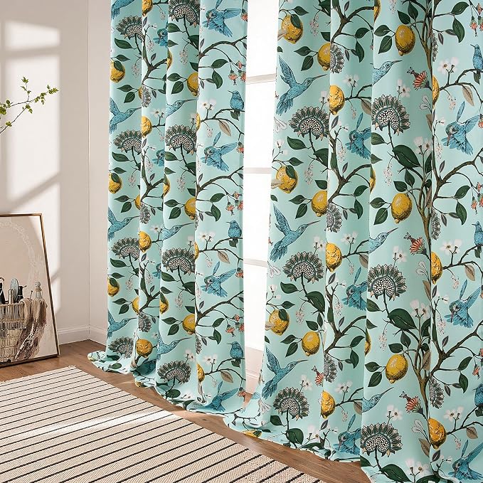 Topfinel Green Floral Curtains 84 Inches Long Vintage French Country Grommet - Image 7