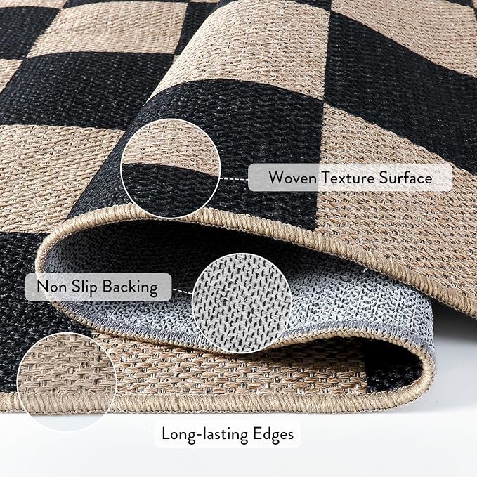 Lahome Colette Checkered Easy Jute Runner Rug, 2x6 Kitchen Runner Rug Non Slip - Image 3