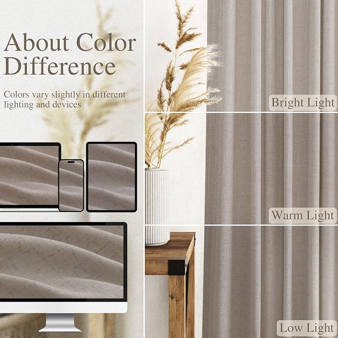 Nanspring Stone Beige Curtains 90 Inches Long - Image 3