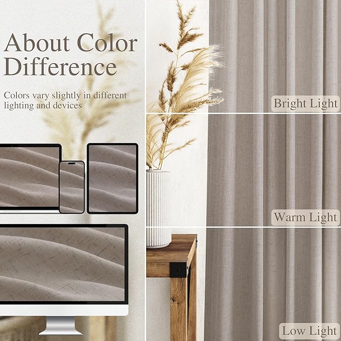 Nanspring Stone Beige Linen Curtains - Image 3