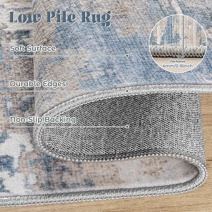 9x12 Area Rug for Living Room, Washable Modern Abstract Large Area Rug Neutral - Image 7