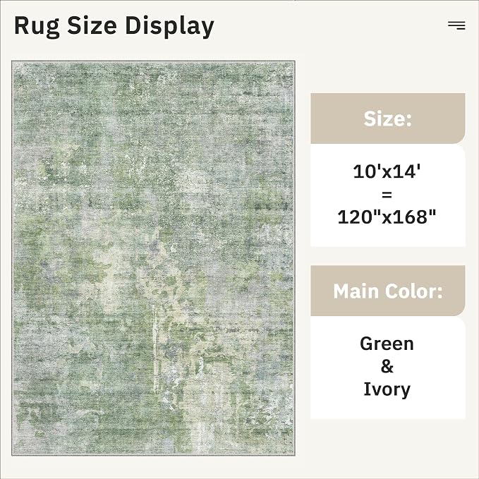 10x14 Area Rugs for Living Room, Non Slip Machine Washable Vintage Rugs - Image 5