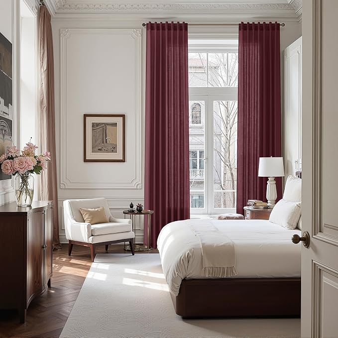 Nanspring Burgundy Linen Curtains - Image 7
