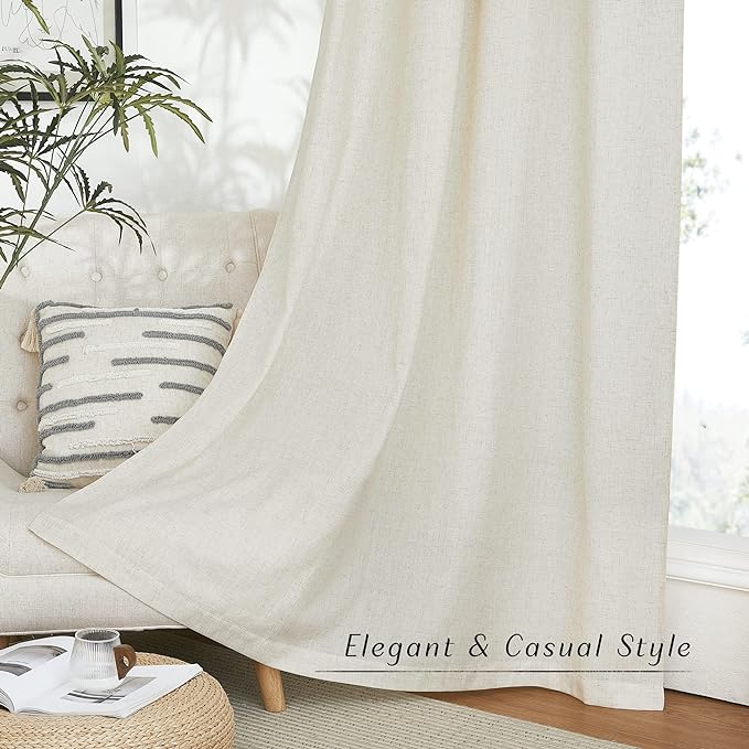 NICETOWN Natural Linen Kitchen Curtains 36 inch Length, Decorative Thick Flax - Image 7