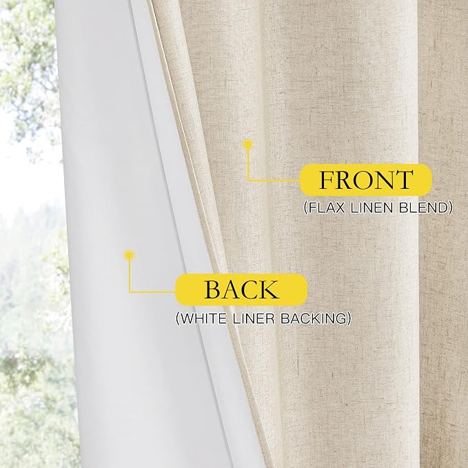 NICETOWN 100% Absolutely Blackout Linen Curtains - Image 6