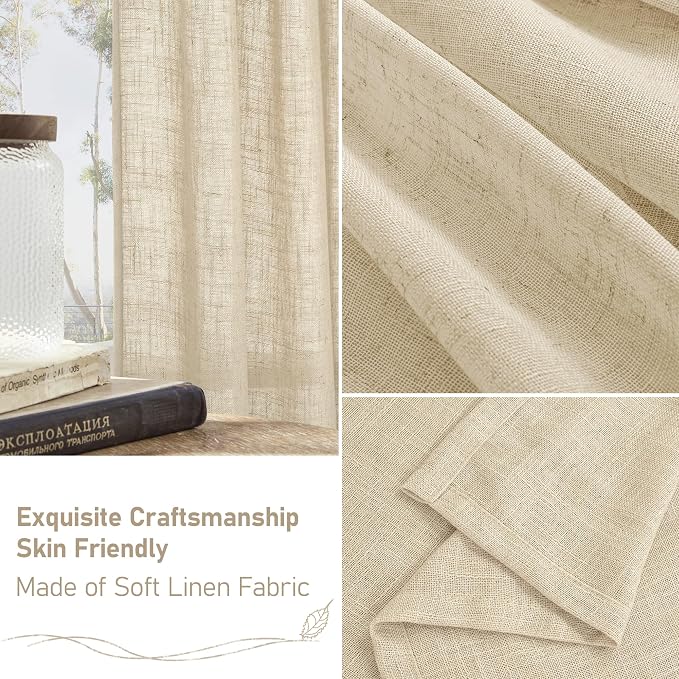 LAMIT Short Window Linen Curtains 30 Inch Length - Image 6