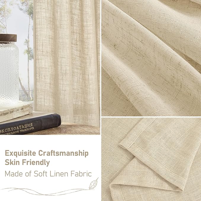 LAMIT Linen Curtains 45 Inch Length 2 Panels Set - Image 6