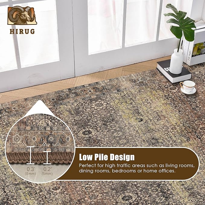 Washable Area Rug 8' x 10' Vintage Traditional Persian Mat - Image 5