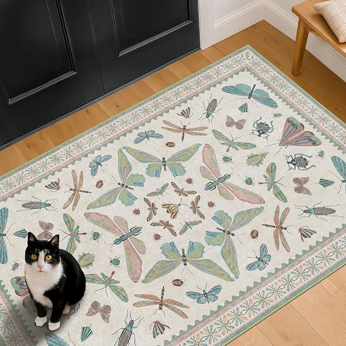 Washable Sage Green Large Entryway Rug, 3x5 Area Rugs - Image 3