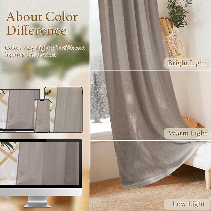 RYB HOME Linen Curtains for Bedroom - Image 7
