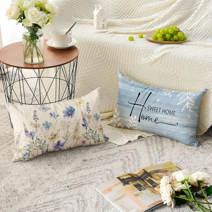 AVOIN colorlife Spring Saying Flowers Butterfly Bird Throw Pillow Covers - Image 4