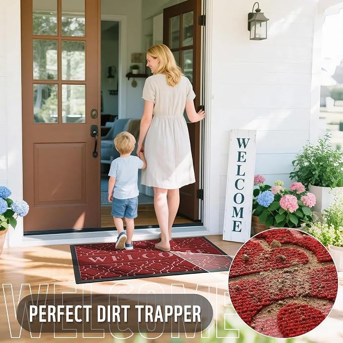 Yimobra Welcome Mat Outdoor Indoor, All-Season Waterproof Front Door Mat - Image 4