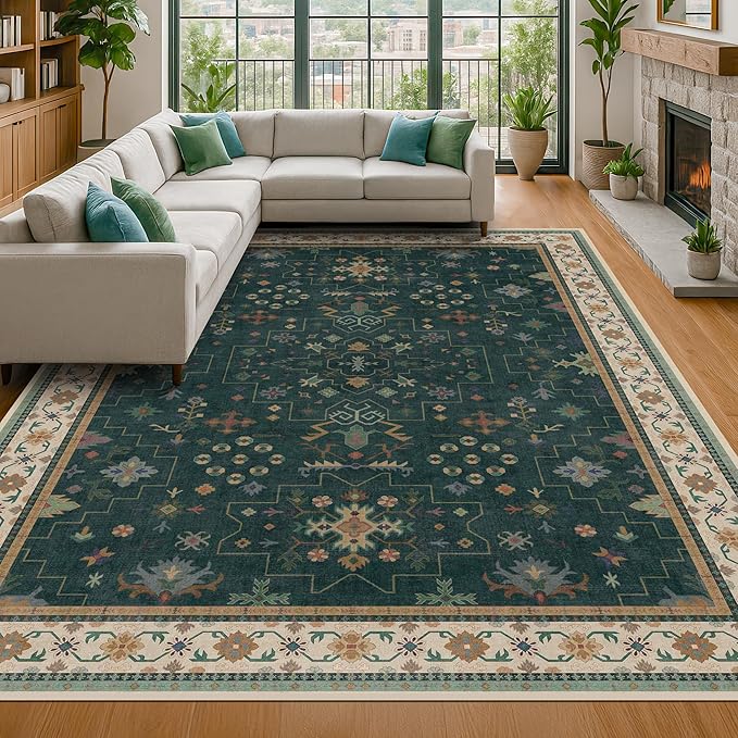 Hazo Haus Dark Green Oushak Living Room Rug 10x12 - Image 4