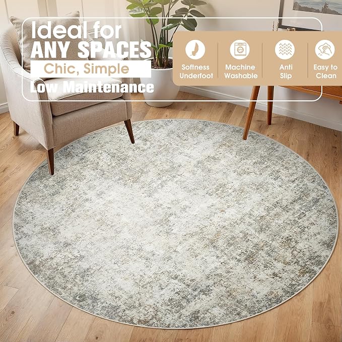Round Rug 6ft Circle Rug Washable: Carpet Small Circular Area Rug - Image 3