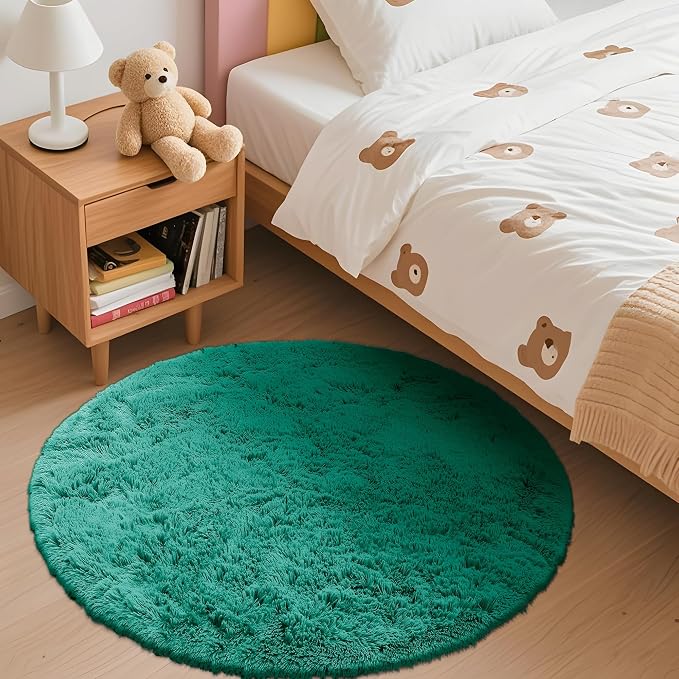 OLANLY Teal Green Round Rugs for Bedroom - Image 3