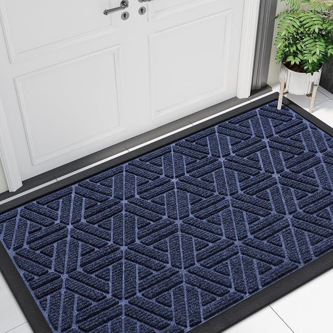 Smiry Front Door Mat Outside Entrance, Heavy Duty Sturdy Natural Rubber Doormat by Smiry