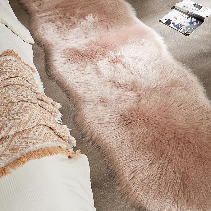 AMTOVO Faux Sheepskin Rug, 2 x 6 ft Faux Fur Rug - Image 8