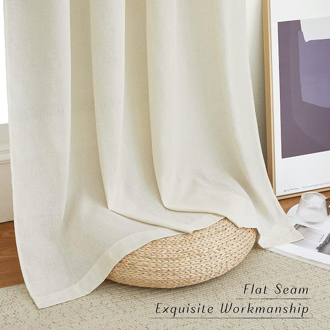 NICETOWN Linen Curtains 96 inches Long, Grommet Privacy Added - Image 7