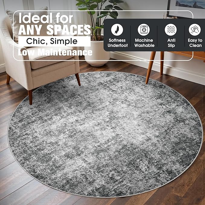 Round Rug 6ft Circle Rug Washable: Carpet Small Circular Area Rug - Image 3