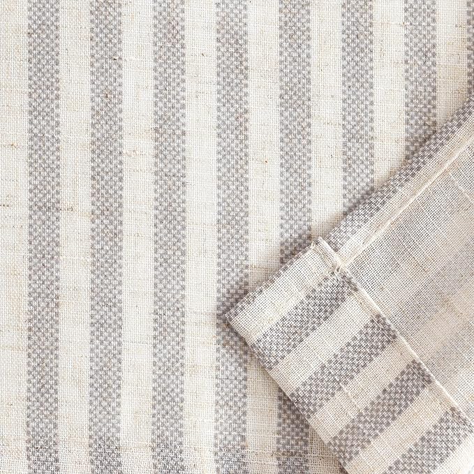 jinchan Tie Up Linen Textured Striped Bow Tie Curtain - Image 8