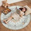 Area Rugs 4ft Washable Non-Slip, Floral Vintage Distress Print Pattern by RELEANY