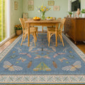 Hazo Haus 6x9 Blue Floral Rug for Dining Room Table by HazoHaus