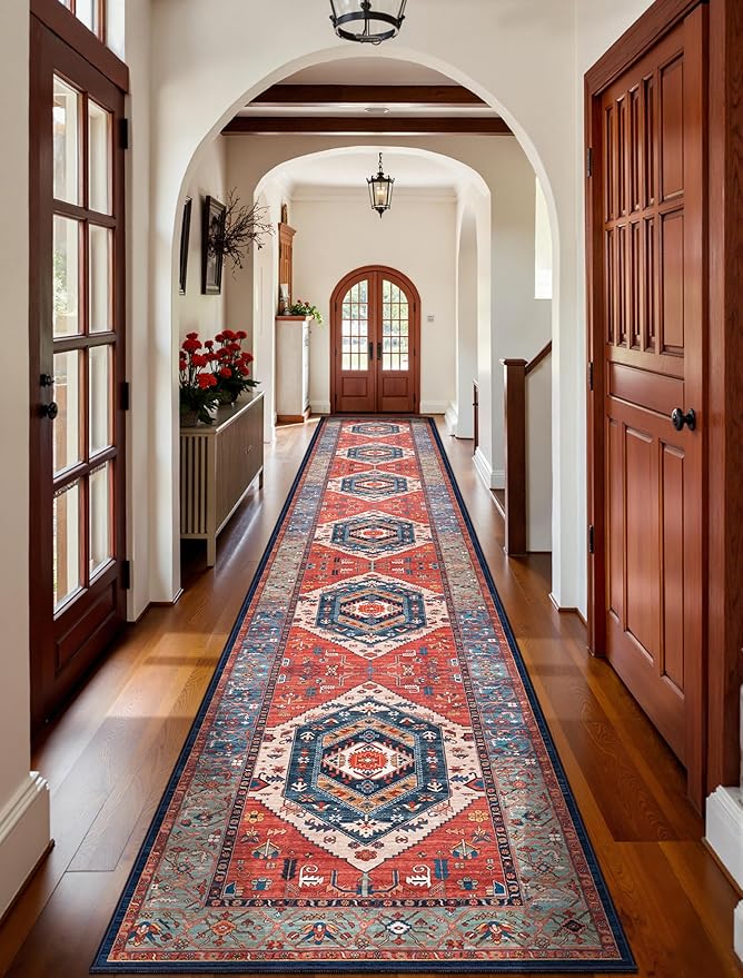 SERISSA Runner Rug for Hallways, Extra Long Boho Rug Ultra Soft Vintage Rust by SERISSAHomeDecorCollection