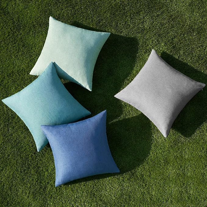 MIULEE Pack of 4 Decorative Outdoor Throw Pillow Covers Linen Waterproof Pillow - Image 4