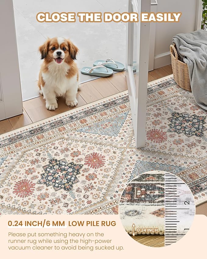 Kitchen Runner Rug Non Slip Washable 2.5x8, Soft Low Pile Entryway Rug Runners - Image 4