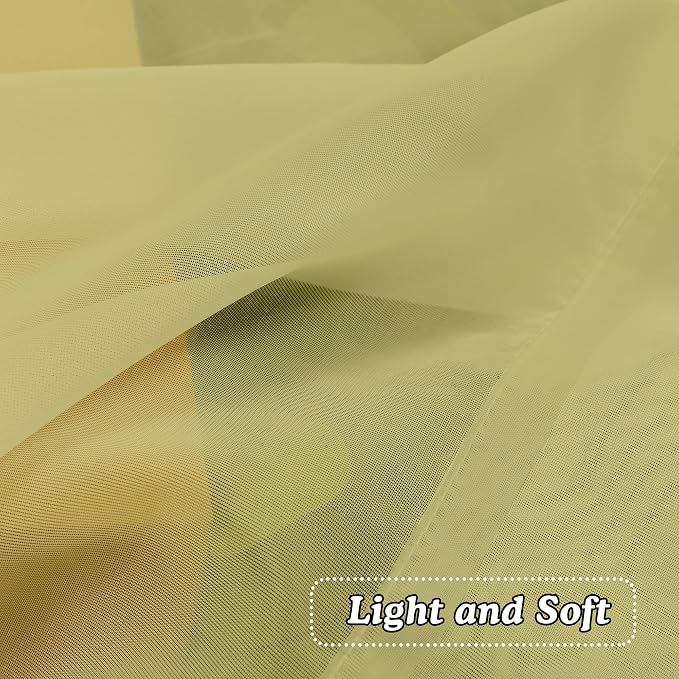 OVZME Mustard Yellow Sheer Curtains 108 Inches Long, Light Filtering Airy - Image 5