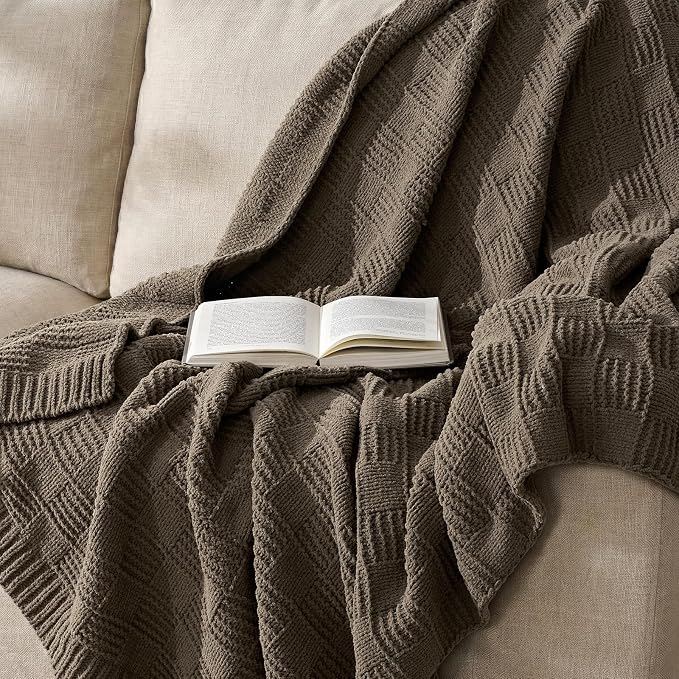 EVERGRACEHOME Modern Checkered Chenille Throw Blanket, Soft Cozy Plaid Knitted - Image 8