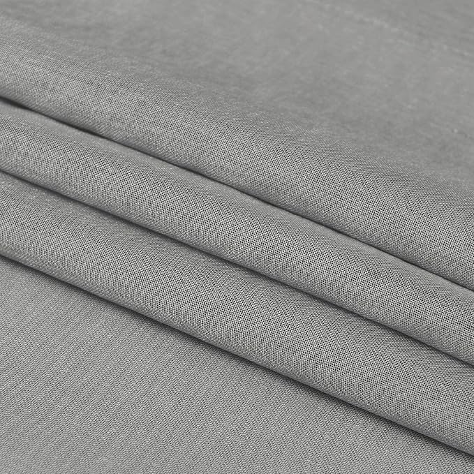 DWCN Grey Sheer Curtains Semi Transparent Voile Rod Pocket Curtains - Image 6