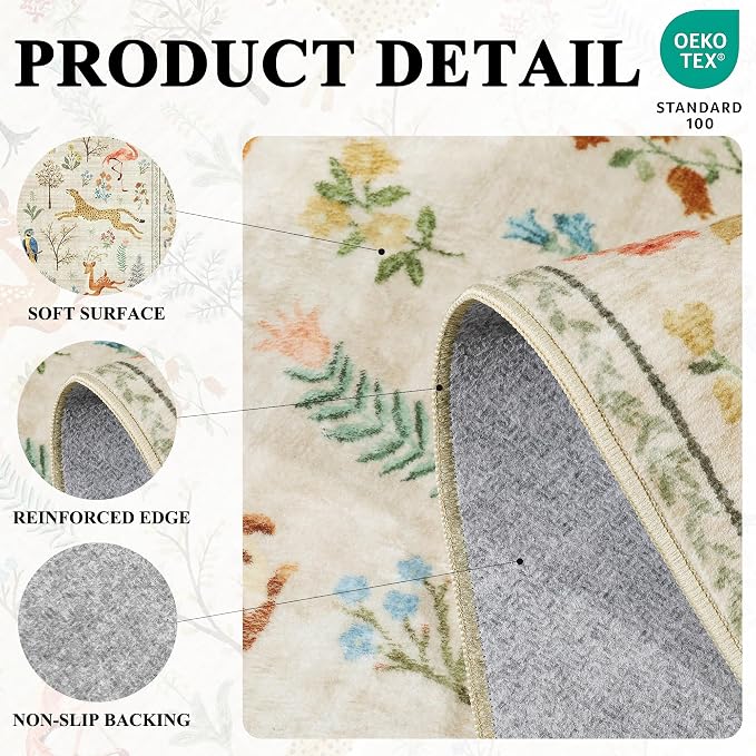 DUKINO 2.6x8 Rug for Hallway, Washable Kitchen Runner Rug Non Slip, Stain - Image 4