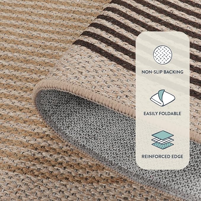 Lahome Enfys Modern Rainbow Easy Jute Rug, 2x6 Kitchen Runner Washable Rug - Image 3