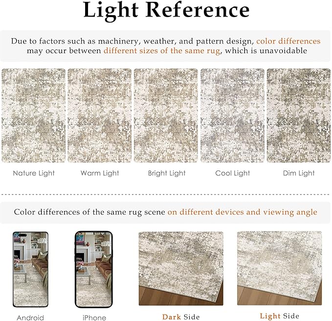 PureCozy Runner Rug 2x6 Beige Machine Washable Modern Abstract Hallway Carpet - Image 6