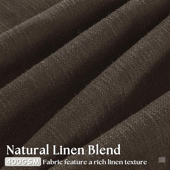 Dark Chocolate 108 Inch Pinch Pleated Semi Sheer Linen Curtains 2 Panels | - Image 3