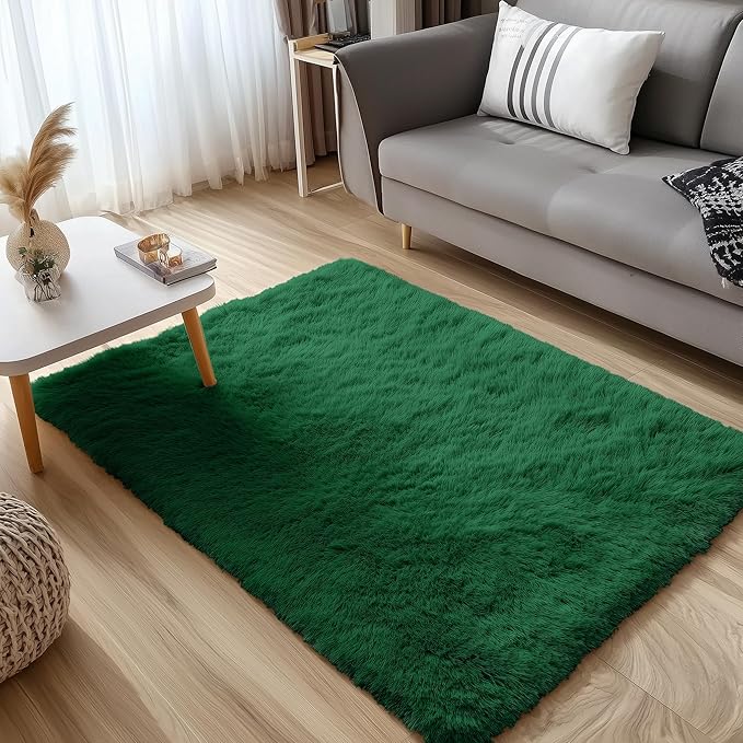 OLANLY 3x5 Machine Washable Small Bedside Rug, Soft Fluffy Shaggy Rugs - Image 3