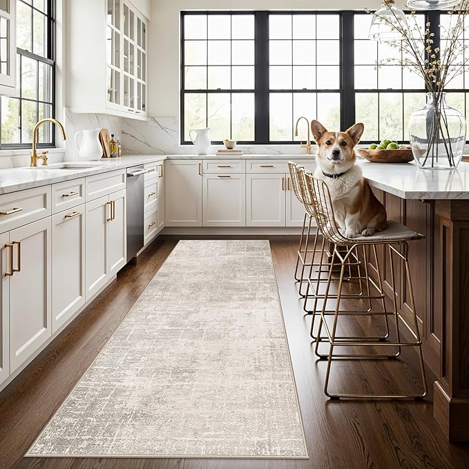 Hallway 3x8 Washable Runner Rug: Abstract Stain Resistant Entryway Kitchen Area by HYHAOYUNLAI