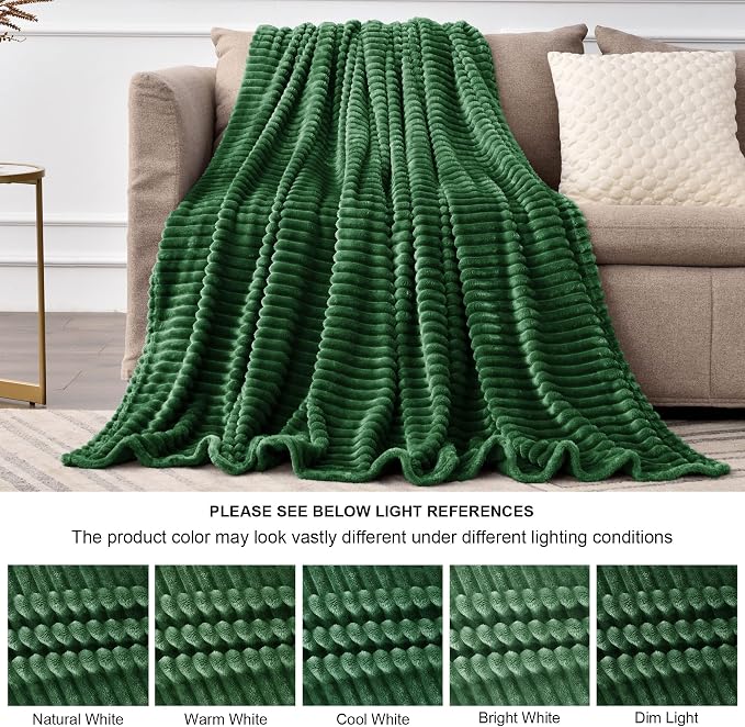 BEDELITE Fleece Blanket Queen Size – 3D Ribbed Jacquard Soft and Warm - Image 7