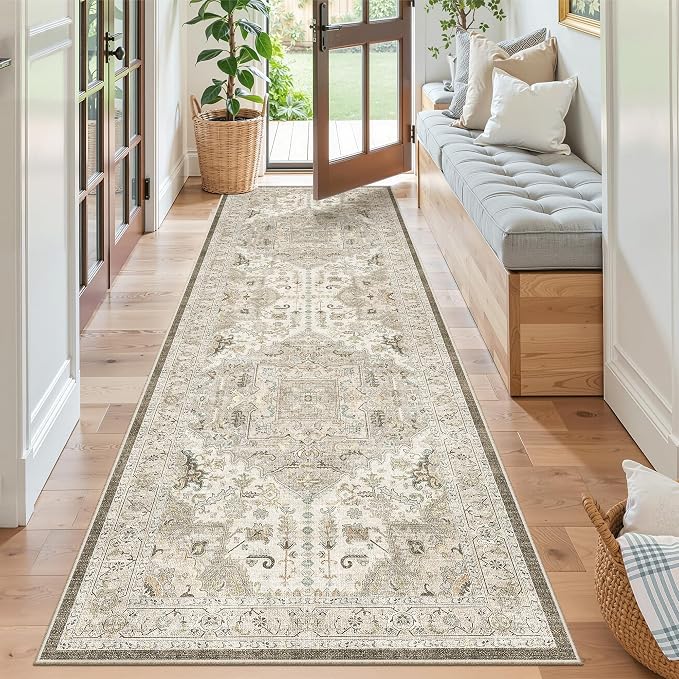 Madane Runner Rug 2'6''x8' Kitchen Runner, Hallway Runner Printed Vintage by Madane