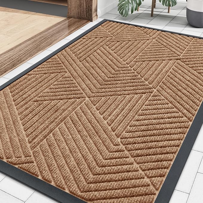 Smiry Front Door Mat Outside Entrance, Heavy Duty Sturdy Natural Rubber Doormat by Smiry