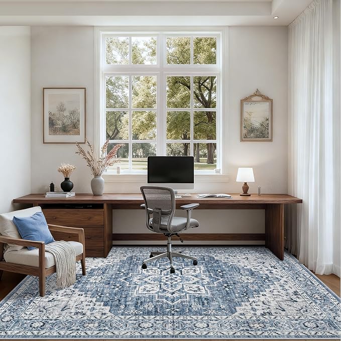 3x5 Area Rugs Living Room Rug: Washable Vintage Boho Medallion Rug No Slip - Image 6