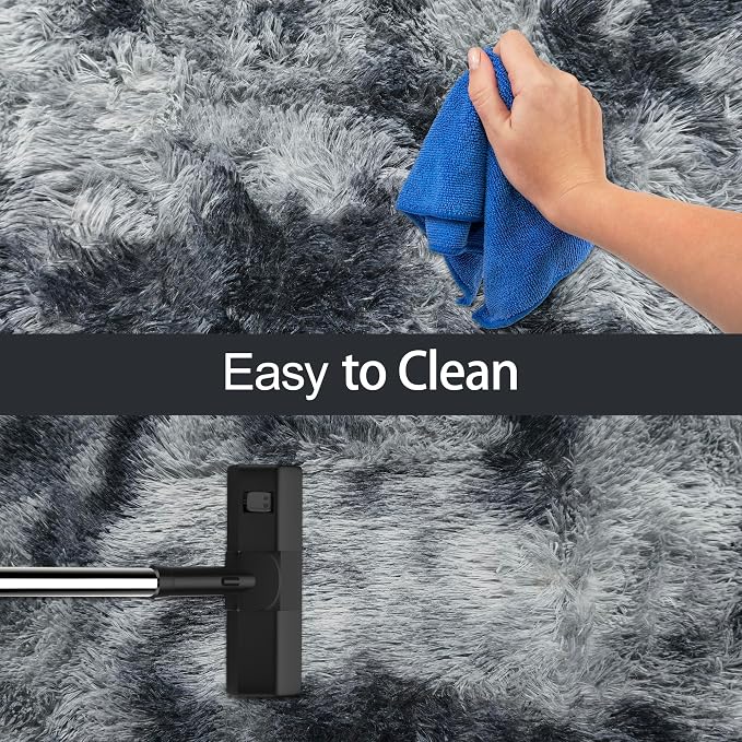 Tie-Dyed Dark Grey 2x8 Machine Washable Runner Rugs - Image 7