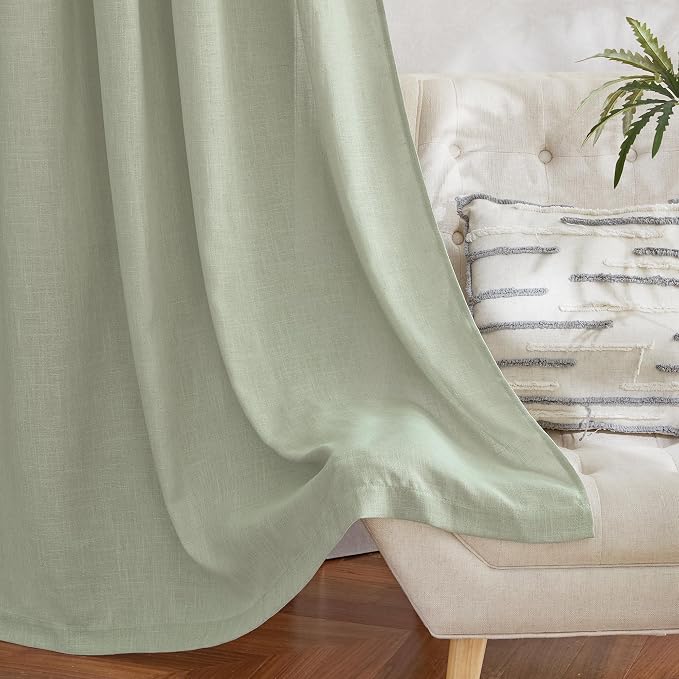 NICETOWN Sage Green Curtains for Living Room, Rod Pocket & Back Tab Natural - Image 9