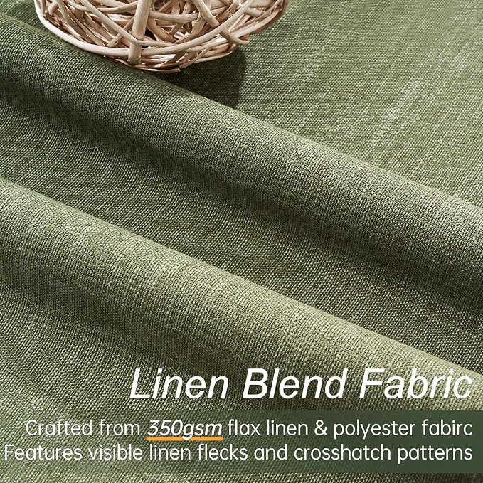 Topfinel Extra Long 132 Inch Olive Green Curtains 2 Panels Set - Image 2
