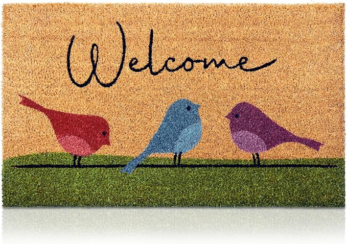 Colorful Birds - 17"x29" - Coir Door Mat - Welcome Mats by AmaruDoorMats